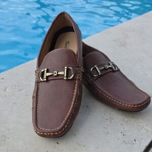 Elegant Brown Leather Loafers with Buckle by Unknown Brand